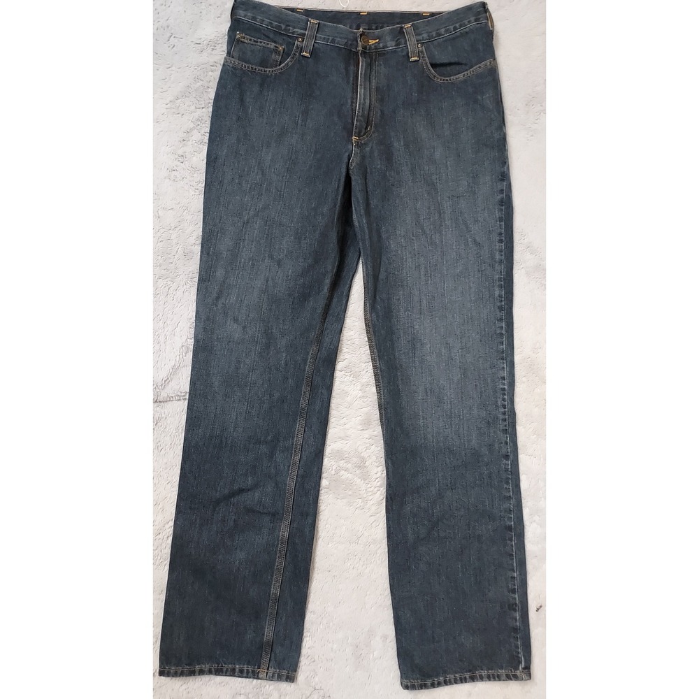Carhartt Jeans Men 36x36 Holter Relaxed Fit Workwear Blue Denim Straight Leg EUC